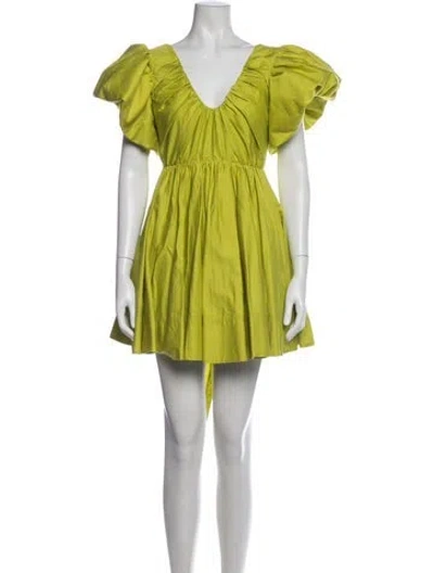 Pre-owned Aje V-neck Mini Dress In Green