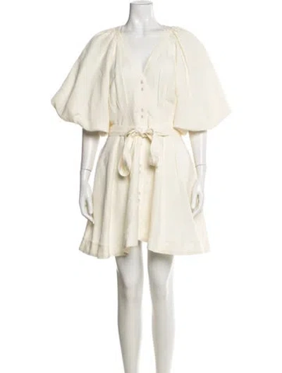 Pre-owned Aje V-neck Mini Dress In Neutral