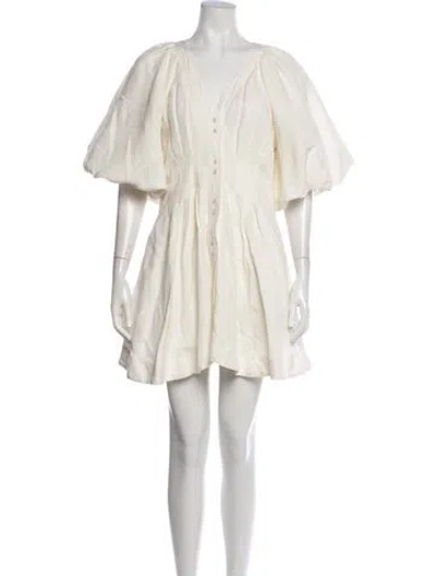 Pre-owned Aje V-neck Mini Dress In Neutrals