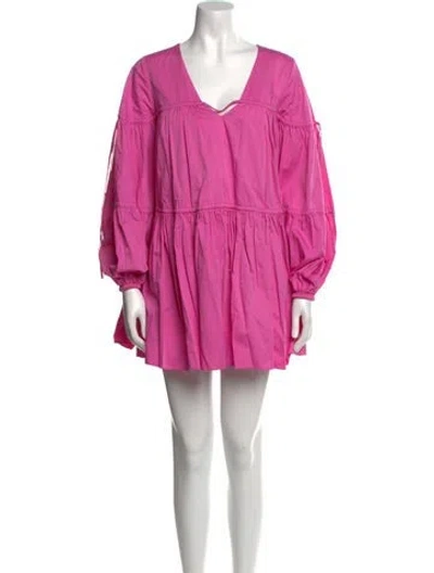 Pre-owned Aje V-neck Mini Dress In Pink