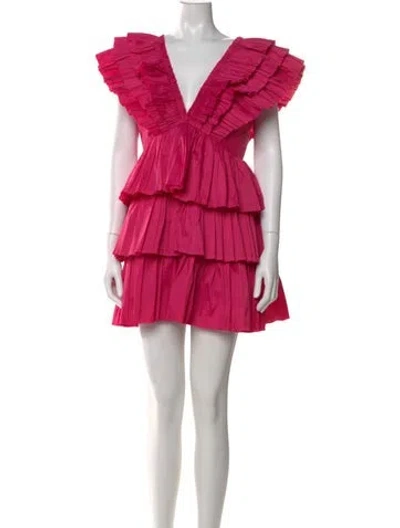 Pre-owned Aje V-neck Mini Dress In Pink