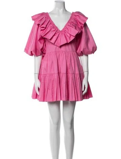 Pre-owned Aje V-neck Mini Dress In Pink
