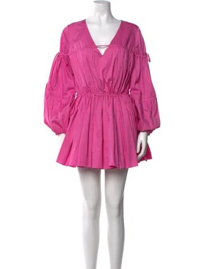 Pre-owned Aje V-neck Mini Dress In Pink
