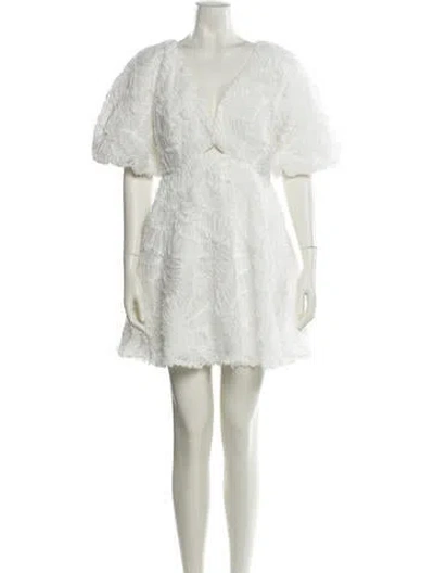 Pre-owned Aje V-neck Mini Dress In White