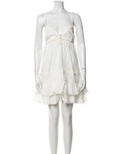Pre-owned Aje V-neck Mini Dress In White