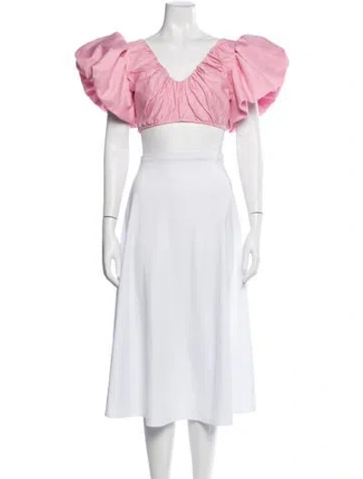Pre-owned Aje V-neck Short Sleeve Crop Top In Pink