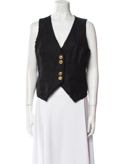 Pre-owned Aje V-neck Sleeveless Crop Top In Black