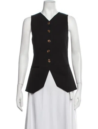 Pre-owned Aje V-neck Sleeveless Top In Black