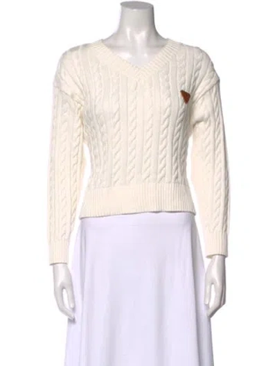Pre-owned Aje V-neck Sweater In White