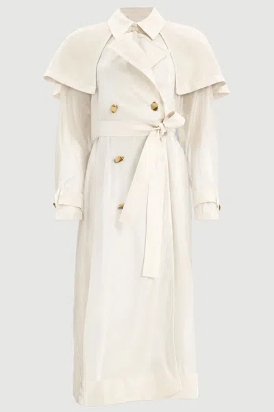 Aje Whisper Trench Coat In Vanilla