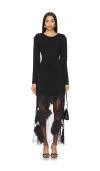 Aje Wilder Knit Midi Dress In Black