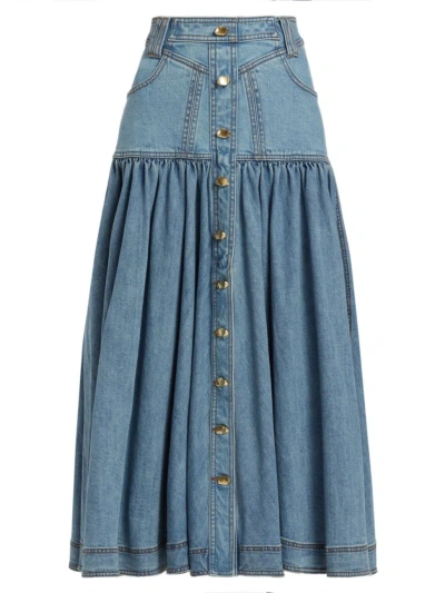 Aje Women's Belmond Denim Midi-skirt In Nineties Wash