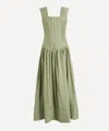Aje Spirelle Linen-blend Midi Dress In Green