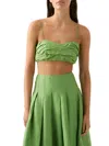 Aje Women's Thea Pleated Linen-blend Crop Top In Fern Green
