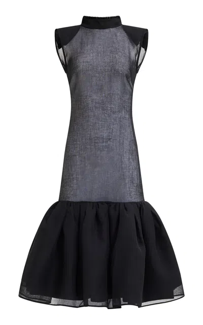 Aje Zinnia Sheer Midi Dress In Black