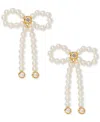 Ajoa By Nadri 18k Gold-plated Cubic Zirconia & Imitation Pearl Bow Drop Earrings In Gold