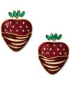 Ajoa By Nadri 18k Gold-plated Mixed Stone Chocolate-covered Strawberry Drop Earrings In Gold
