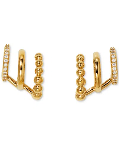 Ajoa By Nadri 18k Gold-plated Pave Triple-row Illusion Hoop Earrings