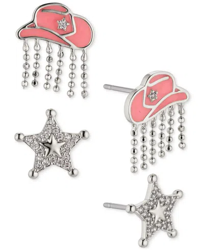 Ajoa By Nadri 2-pc. Set Pave Cowboy Hat & Sheriff Star Stud Earrings In Metallic