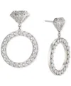 Ajoa By Nadri Cubic Zirconia Diamond Ring Design Drop Earrings In Silver