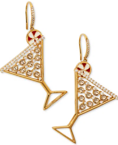 Ajoa By Nadri Gold-tone Crystal Stone Peppermint Cosmo Drop Earrings