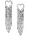Ajoa By Nadri Rhodium-plated Cubic Zirconia Heart Fringe Drop Earrings In Rhodium