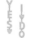 Ajoa By Nadri Rhodium-plated Cubic Zirconia Yes I Do Mismatch Linear Drop Earrings In Rhodium