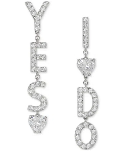 Ajoa By Nadri Rhodium-plated Cubic Zirconia Yes I Do Mismatch Linear Drop Earrings