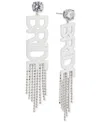 Ajoa By Nadri Silver-tone & 18k Gold-plated Cubic Zirconia Bride Fringe Statement Earrings In Silver