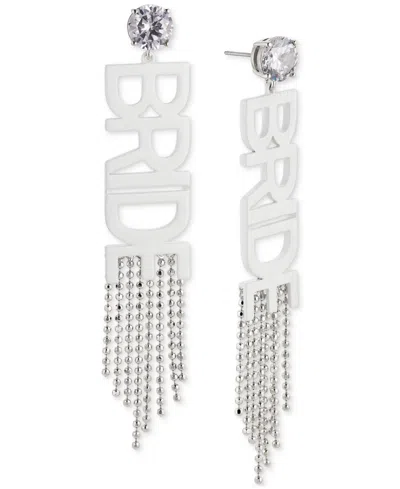 Ajoa By Nadri Silver-tone & 18k Gold-plated Cubic Zirconia Bride Fringe Statement Earrings
