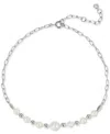Ajoa By Nadri Silver-tone Imitation Pearl Ankle Bracelet In Rhodium