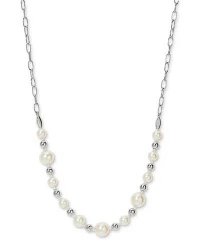 Ajoa By Nadri Silver-tone Imitation Pearl Statement Necklace, 16" + 2" Extender In Metallic