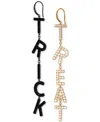 Ajoa By Nadri Two-tone Pave Trick Or Treat Mismatch Linear Drop Earrings In Gold