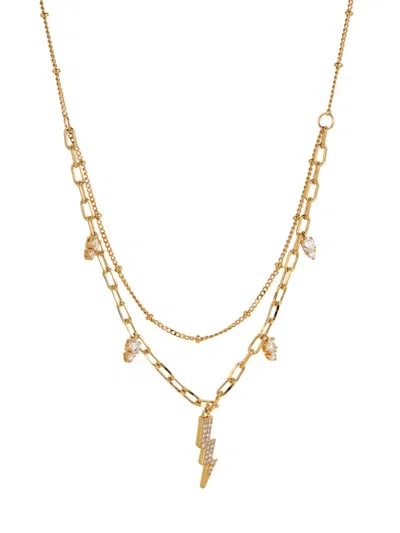 Ajoa By Nadri Women's 18k Goldplated & Cubic Zirconia Lightning Bolt Pendant Necklace In Brass