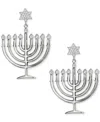 Ajoa Gold-tone Cubic Zirconia Polished Menorah Chandelier Drop Earrings In Rhodium