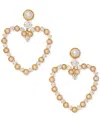 Ajoa Imitation Pearl & Cubic Zirconia Open Heart Drop Earrings In Gold