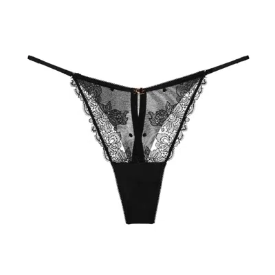 Ajour Zarzuela Lace Adjustable G-string In Black In Multi