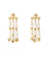 Ajs Design Studio Triple Pearl Strand Earrings In Gold