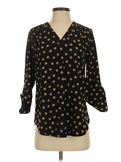 Pre-owned Ak Anne Klein 3/4 Sleeve Blouse In Black