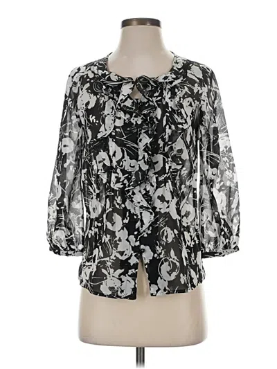 Pre-owned Ak Anne Klein 3/4 Sleeve Blouse In Black