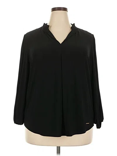 Pre-owned Ak Anne Klein 3/4 Sleeve Blouse In Black