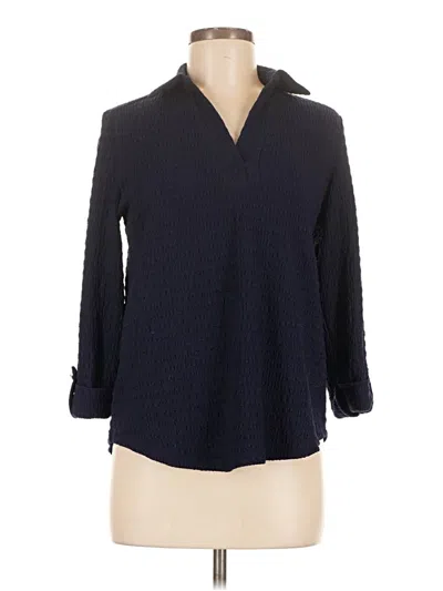 Pre-owned Ak Anne Klein 3/4 Sleeve Blouse In Blue