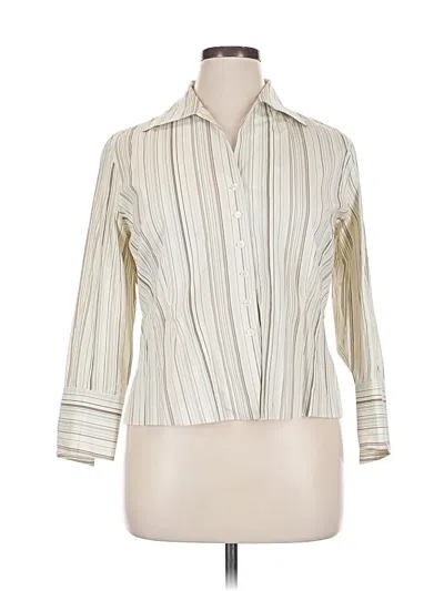 Pre-owned Ak Anne Klein 3/4 Sleeve Blouse In White