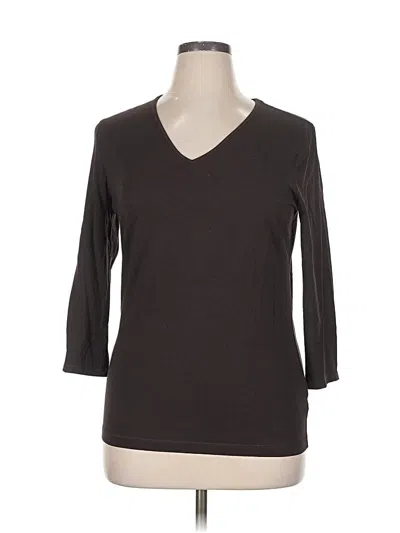 Pre-owned Ak Anne Klein 3/4 Sleeve T-shirt In Brown