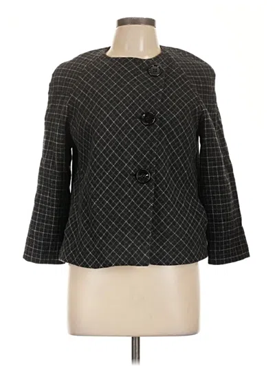 Pre-owned Ak Anne Klein 3/4 Sleeve Top Black Square Neckline Tops
