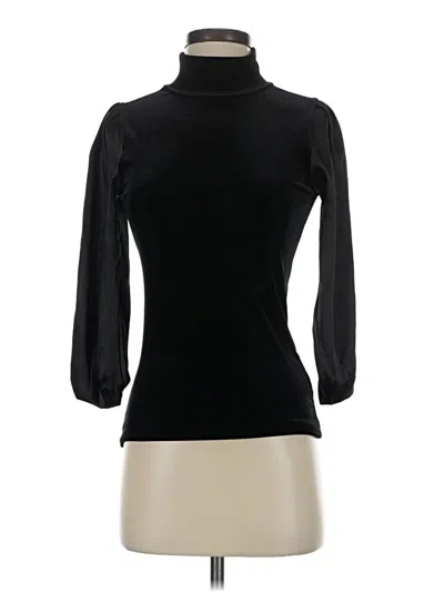 Pre-owned Ak Anne Klein 3/4 Sleeve Top Black Turtleneck Tops