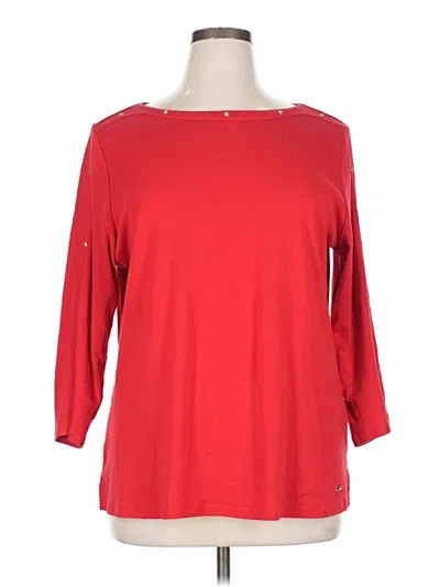 Pre-owned Ak Anne Klein 3/4 Sleeve T-shirt In Red