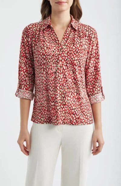 Ak Anne Klein Abstract Print Button-up Shirt In Multi