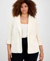 Ak Anne Klein Anne Klein Plus Size 3/4-sleeve Open-front Blazer In Anne White