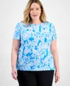 Ak Anne Klein Plus Size Botanical-print Top